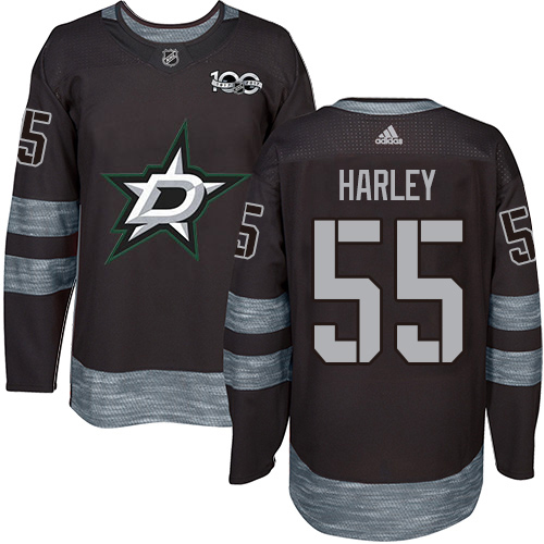 Adidas Men Dallas Stars #55 Thomas Harley Black 1917-2017 100th Anniversary Stitched NHL Jersey